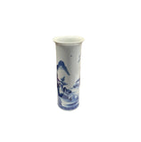 Blue White Oriental Scenery Graphic Cylinder Shape Porcelain Art Vase ws4817S