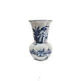 Oriental Blue White Oval Flower Shape Scenery Graphic Porcelain Vase ws4818S