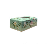 Light Blue Flower Bird Graphic Rectangular Porcelain Tissue Box Cover ws4820aS