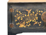 Vintage Black Base Golden Flower Birds Graphic Credenza Console Table ws4824S