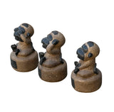 Set 3 Brown Stone Body Black Face Artistic Monkey Statues ws4828S