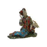 Chinese Oriental Porcelain Qing Style Dressing Cranes Bird Lady Figure ws3087S