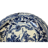 Chinese Blue & White Porcelain Horses Warriors Display Charger Plate ws3092S