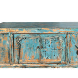 Distressed Rustic Aqua Teal Blue 2 Doors Credenza Sideboard Console Cabinet ws4395S