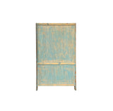 Distressed Aqua Blue Latticework Glass Doors China Bookcase Cabinet cs1335S