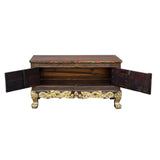 Four Side Carving Painted Vintage Tibetan Low Table Cabinet - Handcrafted Coffee Table cs975S