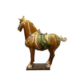 Chinese Distressed Tan Brown Color Glazed Ceramic Horse Figure ws3396S