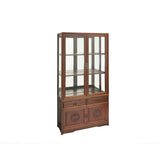 Chinese Vintage Solid Wood Brown Glass Display Bookcase Curio Cabinet ws3887S