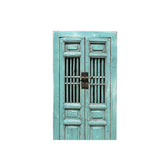 Distressed Turquoise Blue Slim Wood Carving Shutter Doors Storage Cabinet ws4051S