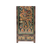 Chinese Tibetan Dragon Flower Graphic Tall Slim Wardrobe Cabinet ws4061S