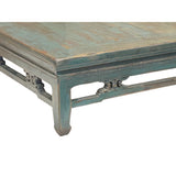 Chinese Distressed Turquoise Aqua Blue Low Square Coffee Table ws4069S