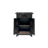 Chinese Distressed Black Tall Slim Side End Table Nightstand ws4087S