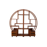 Chinese Medium Brown Round Shape Display Curio Cabinet Room Divider ws4144S