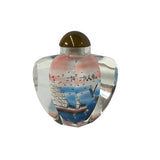 Chinese Inside Oriental Scenery Vessels Graphic Glass Art Bottle ws4157S