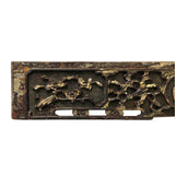 Chinese Vintage Wood Brown Golden Relief Carving Wall Hanging Art Plaque ws4182S