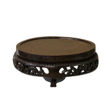 5.75" Oriental Motif Brown Wood Round Table Top Display Stand Riser ws4193S