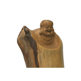 7.75" Chinese Cypress Wood Carved Irregular Shape Happy Buddha Statue ws4223S