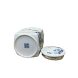 White Porcelain Blue Flower Graphic Square Round Container ws4240S