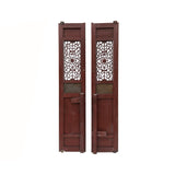 Pair Vintage Red Green Yellow Fujian Relief Carving Door Panels ws4271S