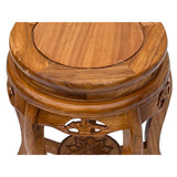 Oriental Light Brown Natural Wood Grain Round 5 Legs Stool Side Table ws4273S