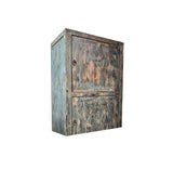 Rustic Oriental Distressed Blue Tall Slim 4 Doors Storage Cabinet ws4316S