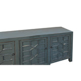 Distressed Gray Lacquer Cross Lattice Pattern Doors Sideboard Console Cabinet ws4318S