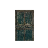 Distressed Olive Green Rim Teal Blue Doors Storage Cabinet ws4319S