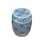 Oriental Blue and White Blossom Flowers Double Coins Porcelain Round Stool Table ws4320S