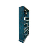 84" Distressed Blue Uneven Shelves Slim Display Cabinet Room Divider ws4325S