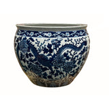 Chinese Crackle Base Blue White Double Dragon Peony Porcelain Pot ws4328S