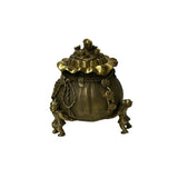 Vintage Bronze Metal Treasure Bag Ding Shape Incense Burner Display Art ws4331S