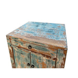 Distressed Turquoise Aqua Blue Small Cabinet End Table Nightstand ws4374S