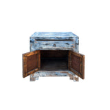 Distressed Ink Light Blue Mix Color Small End Table Nightstand Cabinet ws4375S