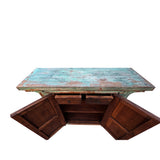 Vintage Distressed Turquoise Finish Slim Narrow Foyer Side Table ws4378S