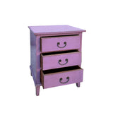 Distressed Lavender Purple 3 Drawers Flare Legs End Table Nightstand ws4383S