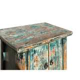 16.25" Oriental Distressed Teal Blue 2 Doors End Table Nightstand Chest ws4413S