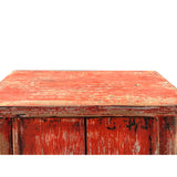 16.25" Oriental Distressed Orange Red 2 Doors End Table Nightstand Chest ws4447S