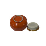 Delicate Orange Persimmon Shape Stem Lid Ceramic Display Art ws4507S