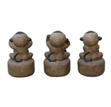 Set 3 Brown Stone Body Black Face Artistic Monkey Statues ws4828S