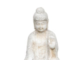 Chinese Oriental Distressed White Marble Stone Carved Sitting Buddha cs7212S