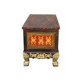 Four Side Carving Painted Vintage Tibetan Low Table Cabinet - Handcrafted Coffee Table cs975S