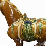 Chinese Distressed Tan Brown Color Glazed Ceramic Horse Figure ws3396S