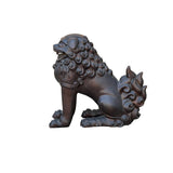 Chinese Oriental Rustic Bronze Metal Foo Dog Lion Fengshui Display Figure ws3988S