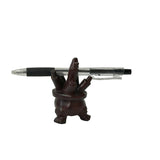 2" Oriental Brown Wood Carved Ding Shape Pen Display Stand Rest ws4073S