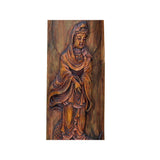 Vintage Chinese Natural Bamboo Carved Kwan Yin Motif Art Plaque ws4214S