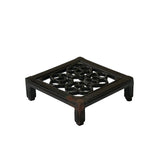 4.5" Dark Brown Floral Open Pattern Square Wood Stand Riser ws4234S