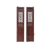 Pair Vintage Red Green Yellow Fujian Relief Carving Door Panels ws4270S