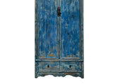 Distressed Bright Blue Tall Oriental Noodle Cabinet Storage Armoire ws4322S