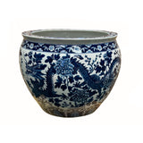 Chinese Crackle Base Blue White Double Dragon Peony Porcelain Pot ws4328S