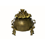 Vintage Bronze Metal Treasure Bag Ding Shape Incense Burner Display Art ws4331S